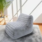 Mollismoons Premium Fur Bean Bag Sofa Bed Bean Bags Luxury and Attractive Design Bean Bag Chair for Living Room Bean Bags (Sofa Bean Bag with Beans, Grey), Standard