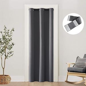 Door Curtain for Doorway Privacy,Closet Curtains for Bedroom Closet Door,Thermal Insulated Energy Efficient Blackout Narrow Width Single Window Curtain Panel with Tiebacks,80 Inch Length,Dark Grey