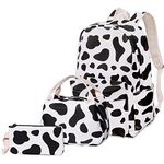 Teen Girls School Backpack, School Bags Bookbags for Teenagers with Lunch Box Pencil Case (Cow Print)