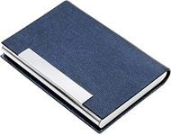 VOGARD Business Card Holder, Business Card Case Professional PU Leather & Stainless Steel Multi Card Case,Business Card Holder Wallet Credit Card ID Case/Holder for Men & Women. (Blue)…