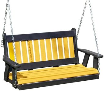 Poly Lumber Wood 5FT Mission Porch Swing Amish Craftsmandship Made in USA HDPE with No Wood fibers 1000 lbs Limit. Stainless Steel Hardware.Signature Design for Patio Outdoor Backyard Garden Park