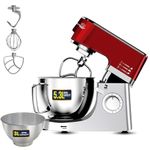 INALSA Stand Mixer 1500W |Digital Preset |100% Pure Copper Motor| 5.3L & 3L SS Mixing Bowl|Metal Gears for Extra Durability |Accessories Included| Dishwasher Safe -Mix Master Plus