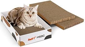 PETTOM Cat Scratching Board 3 IN 1, Reversible Cat Cardboard Scratcher with Premium Scratch Textures Design, Cat scratcher Box with 3 Packs Replacement Flat Cat Scratch Boards