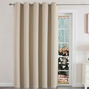 Joydeco Sliding Door Curtains, Light Beige Curtains 70 x 108 inches, Extra Wide Curtains for Patio Sliding Door Living Room, Room Divider Curtains