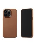 Mujjo Leather Phone Case - Fits iPhone 15 Pro Max - MagSafe Compatible - Premium European Leather - Enhanced Phone & Camera Lens Protection - Crafted with Recycled Materials - Slim Profile - Dark Tan