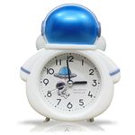 REGAL HOMEWARE Alarm Clock, Vintage Metal Twin Bell Alarm Clock for Students, Astronout Clock for Kids Desk Shalves with Night Light, Decorative Alarm Clock, Colour Blue