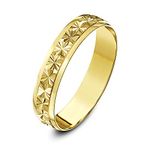 Theia Unisex Heavy Weight D Shape Star Centre Design 9 ct Yellow Gold 4 mm Wedding Ring - Size O