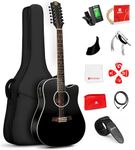 Vangoa 12 String Guitar, Twelve String Acoustic Electric Cutaway Guitarr Bundle for Beginner Adults, Teens, Spruce Top, Bone Nut, Upgraded Starter Kit, Black Matte