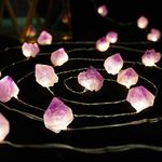 FLCSIed Natural Amethyst Raw Stones LED Copper Lights 10ft 40 Lights with Remote for Indoor Outdoor Tent Wedding Valentine's Day Present Bedroom Party Birthday Ornament (40LEDS) …