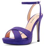 CASTAMERE Women Stiletto High Platform Heel Peep Open Toe Ankle Strap Sandals Wedding Prom 4.7 Inches Heels Purple 6 M US