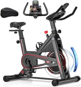 DMASUN Indoor Exercise Bikes for Home Gym Use with LCD Display, Spin Bike with Tablet Holder & Comfortable Seat Cushion, Super Quiet Fitness Bike for Home Cardio Workout with Heart Rate Sensor