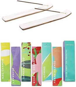 Folkulture Incense Sticks - Set of 6 Insenses (120 Sticks) for AM to PM Healing With Incense Holder or Incense Burner Holder, Modern Insence Ash Catcher or Set of 2 Insense Stick Holder for Home Décor