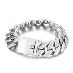 Beydodo Cuban Chain Bracelet for Men, Stainless Steel Bracelet Men 8.5 inch Silver Curb Chain Bracelet 20mm Width