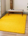 imsid Polyester Anti Slip Shaggy Fluffy Fur Rugs and Offices, Kitchens, Bedroom, Living Room and Cabins (6x10 feet, Yellow)