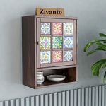 Zivanto Sheesham Wood Kitchen Cabinet for Home | Wall Mounted Kitchen Rack with Storage | Wooden Kitchen Unit/Organizer with 1 Door & 1 Shelf Storage | Kitchen Furniture with Storage | Walnut Finish