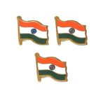 RON Brando Brass Metal Indian National Flag Badge With Pin for Shirt, Flag Lapel Pin For Cloth Indian Flag Brooch, Magnet Badge for Men and Women- Pack Of 3