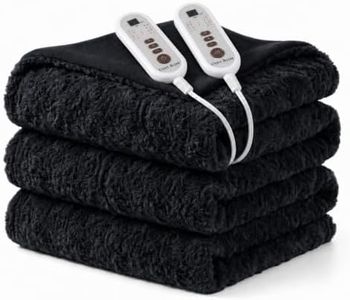 Cozy Bliss Heated Blanket Electric Throw, 84"x90" Wave-Textured Faux Fur Heating Blanket with 8 Heat Levels, 8 Timer Settings, Overheat Protection ETL Certified, Machine Washable, Black