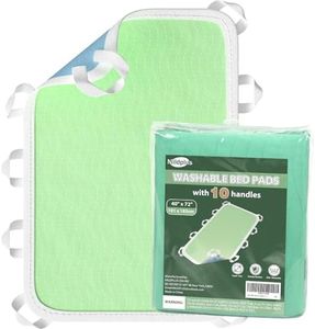 MILDPLUS Washable Bed Pads with 10 Sturdy Handles 40”×72” Extra Large Reusable Underpads 4-Layers Leakproof Chucks Pads Washable for Incontinence (Green,1 Pack)