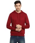 Alan Jones Clothing Men's Fleece Regular Fit Hooded Hoodies (Ss19-Rnhd11-Cherry-M_Cherry Red_Medium)