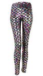 Ayliss New Mermaid Fish Scale Printed Leggings Stretch Tight Pants,Colorful L