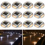 Solar Deck Lights Outdoor 12 Pack, AGPTEK Solar Deck Lights 2 Color Modes Dock Marine Waterproof Warning Step Lights for Sidewalk Stair Driveway Garden Pathway Walkway Yard, Warm Light & Cool White