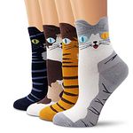 CUQOO 4 Pairs Cat Socks Women's 4-7 – Thermal Warm Cute Socks - Novelty Animal Socks for Women - Premium Ladies Socks Size UK 3-7 - Comfortable & Cosy Womans Socks - Fun Cat & Dog Socks for Women