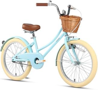 Glerc Little Molly 20 Inch Kids Bike, Retro Cruiser Girls Bike for Children Ages 7-13 Years Old, ‎Kids Bicycle with Wicker Basket & Kickstand, Blue