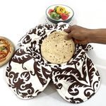 Swayam 100% Cotton Motif Design Printed Olive and Brown Colour Bread/Roti Basket | Size: 22 cms Diameter with Removable Cover | Pack of 1