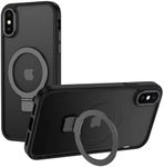 Magnetic Case Compatible with iPhone X/XS,Translucent Matte Back Non-Slip Phone Cover Protective Shockproof with Stand,Black