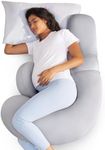 Momcozy Cooling Pregnancy Pillow,Original F Shaped Maternity Pillow for Pregnant Women with Adjustable Wedge Pillow, Full Body Support Pregnancy Pillows for Side Sleeping with Velvet Cover, Light Grey