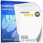 20 Premium Printable Vinyl Sticker Paper for Inkjet Printer - 8.5x11 inches Matte Decal Waterproof Vinyl Sticker Paper - Printable Permanent Vinyl Sticker Paper for Laser Printer