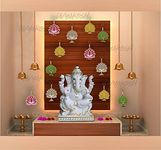 Divyakosh Handmade Wall Decor Multi Color Lotus with Jhumki Style Hanging for Home/Diwali Decor, Wedding and All Festival Decor (15 PCS)|Lotus Hangings|Double MDF-Garland/Wall Hanging /Door Hanging