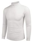 COOFANDY Men's Slim Fit Mock Turtleneck Pullover Sweater Casual Basic Knitted Thermal Sweaters White