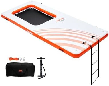 VEVOR Inflatable Floating Dock, 15x6.5FT Inflatable Dock Platform with 4*6FT Trampoline Mesh Pool, Non-Slip Floating Platform Water Mat with Portable Bag & Detachable Ladder for Pool Beach Relaxation