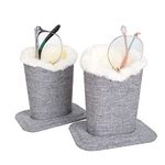 Baitaihem Pack of 2 Plush Lined Eyeglasses Holder Stand Protective Glasses Case For Desks Or Nightstands, Canvas (Gray), 4.6"x 3.5"x 4.8"