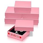 Dawhud Direct Small Jewelry Box - 6-Pack Cardboard Small Gift Boxes with Lids and Black Cushion - Ideal for Earrings, Bracelets, and Necklaces - Jewelry Packaging Boxes - 3.5x3.5x1-Inch (Pink)