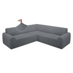 ALIECOM Extra Soft Corner Sectional Sofa Covers L Shaped Couch Cover Sectional Slipcovers with Non Slip Foams Jacquard Stretch U Shape Furniture Protector for Pets Dogs (Iron Grey, Small)