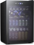 Kismile 4.5 Cu.ft Beverage Refrigerator and Cooler, 145 Can Mini Fridge Glass Door,Digital Temperature Display for Soda, Beer or Wine, Small Drink Dispenser Cooler for Home, Office or Bar(Black)