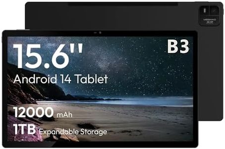 MESWAO 15.6 Inch Android 14 Tablet, 2025 Large Tablet with1080 IPS HD Display Big Screen, 8-Core, 6GB+128GB, Support 512G TF Card, 12000mAh Long Lasting Battery for Movie/Work-Space Gray