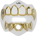 Loudmouth Football Mouth Guard - 3D Bling Chrome Grillz Football Mouthpiece, Fits Adult & Youth, Mouth Guard Football Accessories (3D Grillz Bling - Chrome White/Gold)