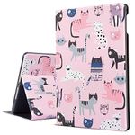 iPad Air 2 Case, iPad Air Case, Emogins iPad 9.7 Inch Protective Cover for iPad 6th/5th Generation, Soft Lightweight Smart Case with Adjustable Stand Auto Wake/Sleep Function (Pink Cats)