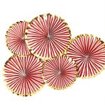 Ginger Ray Red & Gold Candy Cane Stripe Christmas Paper Hanging Fan Decorations 5 Pack