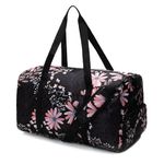 Jadyn 22" Women's Large Duffel/Weekender Bag with Shoe Pocket, Travel Bag (Black Floral)