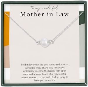 Mother in Law necklace wedding gift from bride, mother in law thank you gift from bride, sterling silver pearl necklace