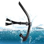 Swim Snorkel, One-Way Purge Valve Swimmers Snorkel for Lap Swimming Training Snorkeling, Front Mounted Training Gear with Comfortable Silicone Mouthpiece