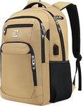 Volher Laptop Backpack,Business Travel Anti Theft Slim Durable Laptops Backpack with USB Charging Port,Water Resistant College Computer Bag for Women & Men Fits 15.6 Inch and Notebook, Khaki, 15.6'',