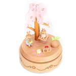 Wooden Music Box, Lovely Rabbit Beech Music Box Toy Present for Birthday Wedding Christmas