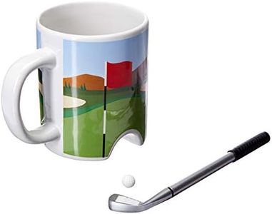 Kikkerland Golf Coffee Mug | Dad Gifts & Dad | Golf & Dad Mug | Funny Mug & Coffee Cup for Dad | Fun Golf Game for Desk | Includes Golf Putter Pen & Golf Ball