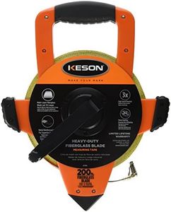 Keson OTRS1810200 Fiberglass Measuring Tape with Double Hook, Speed Rewind (Graduation: ft., in, 1/8 & ft., 1/10, 1/100), 200-Foot