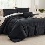 Bedsure Black Queen Comforter Set - 4 Pieces Pinch Pleat Bed Set, Down Alternative Bedding Sets for All Season, 1 Comforter, 2 Pillowcases, 1 Decorative Pillow